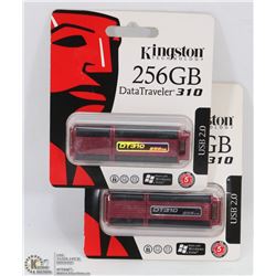 LOT OF 2 KINGSTON 256 GIG MEMORY USB STICKS