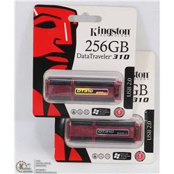 LOT OF 2 KINGSTON 256 GIG MEMORY USB STICKS