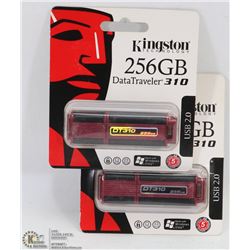 LOT OF 2 KINGSTON 256 GIG MEMORY USB STICKS