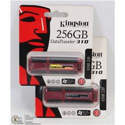 LOT OF 2 KINGSTON 256 GIG MEMORY USB STICKS