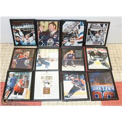 LOT OF 12 EDMONTON OILER FRAMED PICTURES.