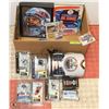 Image 1 : BOX OF ASSORTED HOCKEY MEMORABILIA INCL OILER BEER