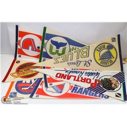 LOT OF 9 HOCKEY PENNANTS INCL NYI, WASHINGTON,