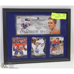 CONNOR MCDAVID HOCKEY CARD FRAMED PICTURE.