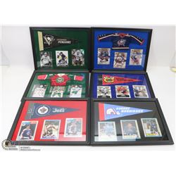 LOT OF 6 MINI JERSEY FRAMED PICTURES INCL QUEBEC,