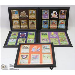 LOT OF 5 POKÉMON CARD FRAMED PICTURES.