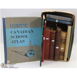 BOX WITH OLD VINTAGE BOOK FROM 1887 AND & 1900S.