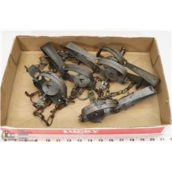 LOT OF 5 ONEIDA VICTOR ANIMAL TRAPS.