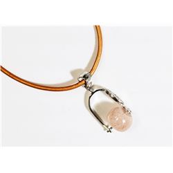 #1)STERLING SILVER ROSE QUARTZ PENDANT WITH