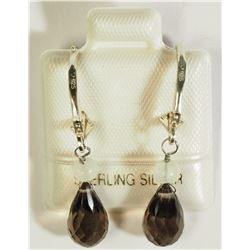#9)SMOKEY QUARTZ (4CT) EARRINGS.