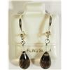 Image 1 : #9)SMOKEY QUARTZ (4CT) EARRINGS.