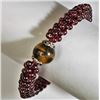 Image 2 : #46)GARNET, TIGER EYE, LAPIS BRACELET