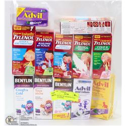 LARGE BAG OF ASSORTED KIDS COLD MEDICATIONS