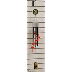 WIND CHIME ADORNED WITH RED ORIENTAL LANTERNS