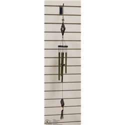 CARVED REDWOOD WITH TINY BUDDHA WIND CHIMES