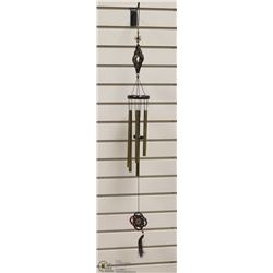 CARVED REDWOOD WITH TINY BUDDHA WIND CHIMES