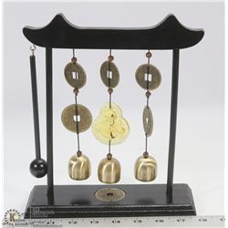 DARK WOOD WIND CHIME WITH GOOD LUCK SYMBOLS