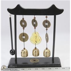 DARK WOOD WIND CHIME WITH GOOD LUCK SYMBOLS