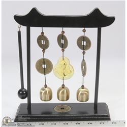 DARK WOOD WIND CHIME WITH GOOD LUCK SYMBOLS