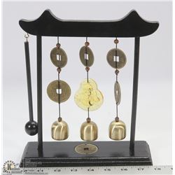 DARK WOOD WIND CHIME WITH GOOD LUCK SYMBOLS