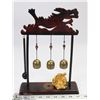 Image 1 : RED WOOD CARVED DRAGON WIND CHIMES