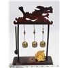 Image 1 : RED WOOD CARVED DRAGON WIND CHIMES