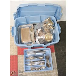 TUB FULL OF SILVER PLATE COLLECTION