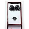 Image 1 : 9 )  SILVER TONE & CLEAR CRYSTAL ROSE