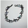 Image 1 : 19)  SILVER TONE & ABALONE WOLF