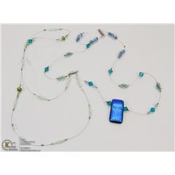 PAIR OF FASHION NECKLACES WITH CRYSTALS.