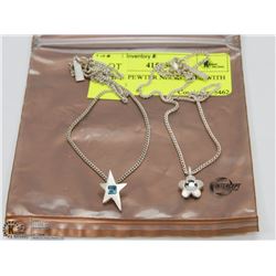 SET OF 2 PEWTER NECKLACES WITH CLEAR &
