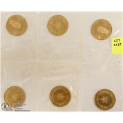 6 CANADIAN 1967 CONFEDERATION SEALED TOKENS