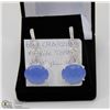 Image 1 : #5-BLUE CHALCEDONY, WHITE TOPAZ GEMSTONE EARRINGS