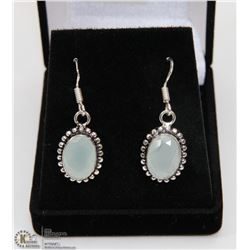 #20-GREEN CHALCEDONY GEMSTONE EARRINGS