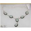 Image 1 : #19-GREEN CHALCEDONY GEMSTONE NECKLACE