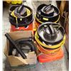 Image 1 : GROUP OF 3 PNEUMATIC COMMERCIAL VACUUMS/ W BOX OF