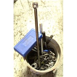 PAIL OF SOCKET WRENCHES, DRIVES AND MORE