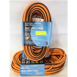 GROUP OF 2 NEW 100FT EXTENSION CORDS