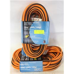 GROUP OF 2 NEW 100FT EXTENSION CORDS