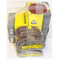 LOT OF ABRASIVES. 20 BELTS AND 500 DISCS