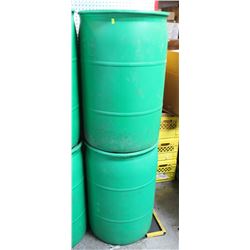 PAIR OF GREEN 50 GALLON BARRELS