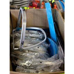 LARGE BOX OF ASSORTED GRINDING SHIELDS, HARD HAT