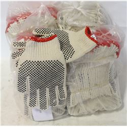 FOUR BUNDLES OF COTTEN KNITTED PVC BEADED GLOVES