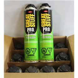 CASE OF 12 DOW GREAT STUFF FOAMING INSECTICIDE