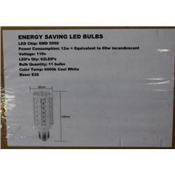 BOX OF 11 LED LIGHT BULBS 12W=60W INCANDESCENT