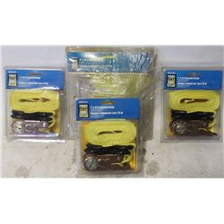 BOX WITH ASSORTED NEW RATCHET STRAPS