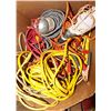 Image 1 : BOX OF BOOSTER CABLES AND JOB SITE WORK LIGHTS