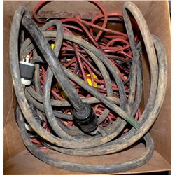 BOX OF HEAVY DUTY EXTENSION CORDS INCLUDING