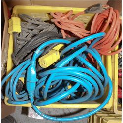 CRATE OF EXTENSION CORDS AND SPLITTERS
