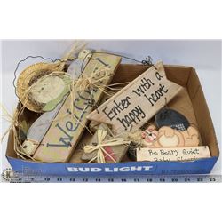 FLAT WITH 3 WOOD HANGING SIGNS .HOME